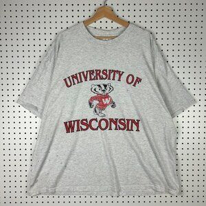 University of Wisconsin Badgers Vtg TShirt 3XL Heather Gray Graphic 90s USA READ